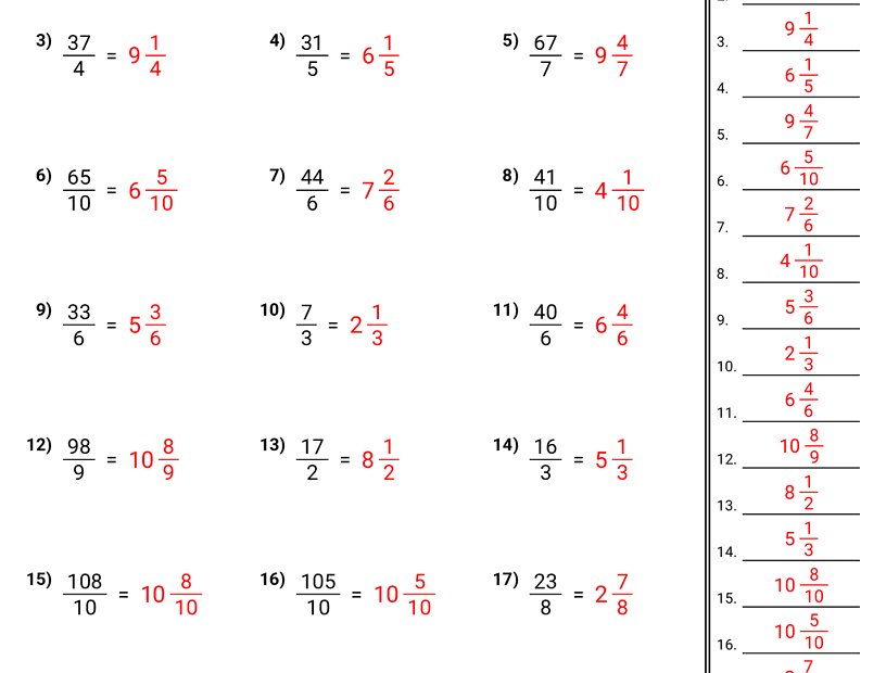 Fractions As Division Problems Worksheet Download