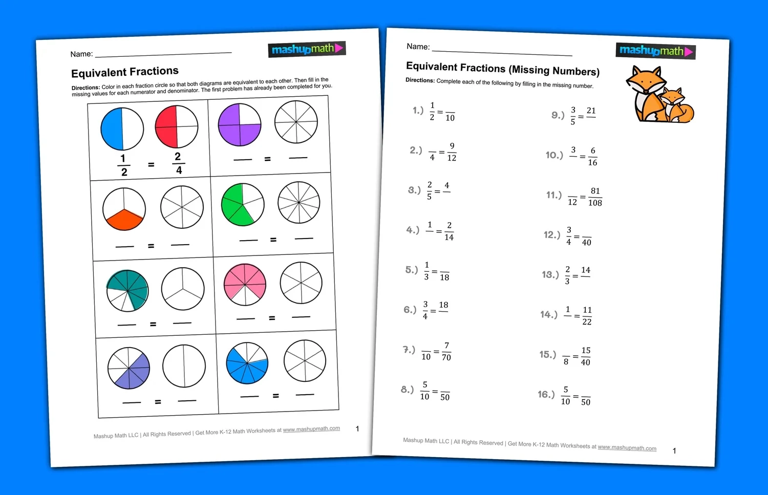 Free Equivalent Fractions Worksheets with Answers Mashup Math