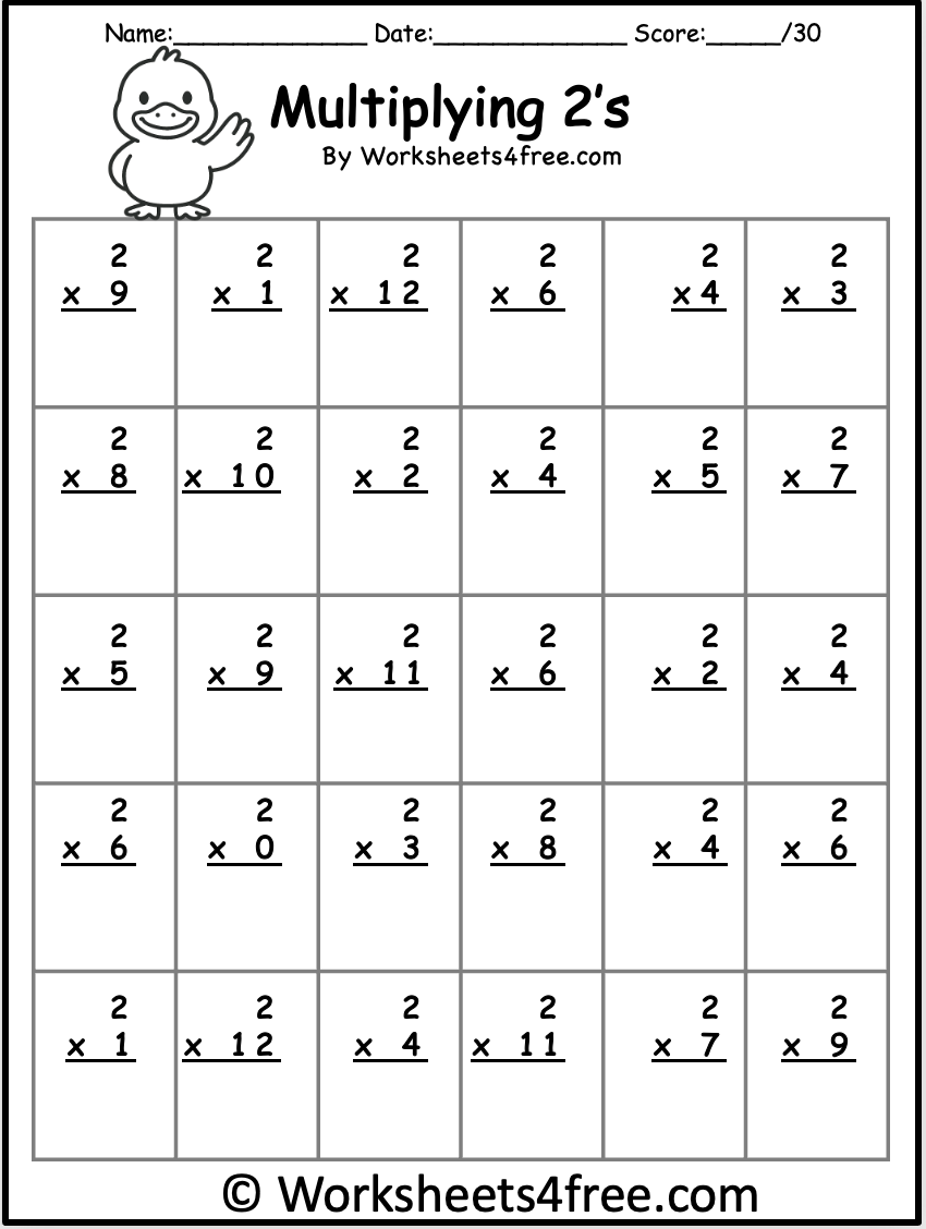 multiplication math worksheets for 2nd graders