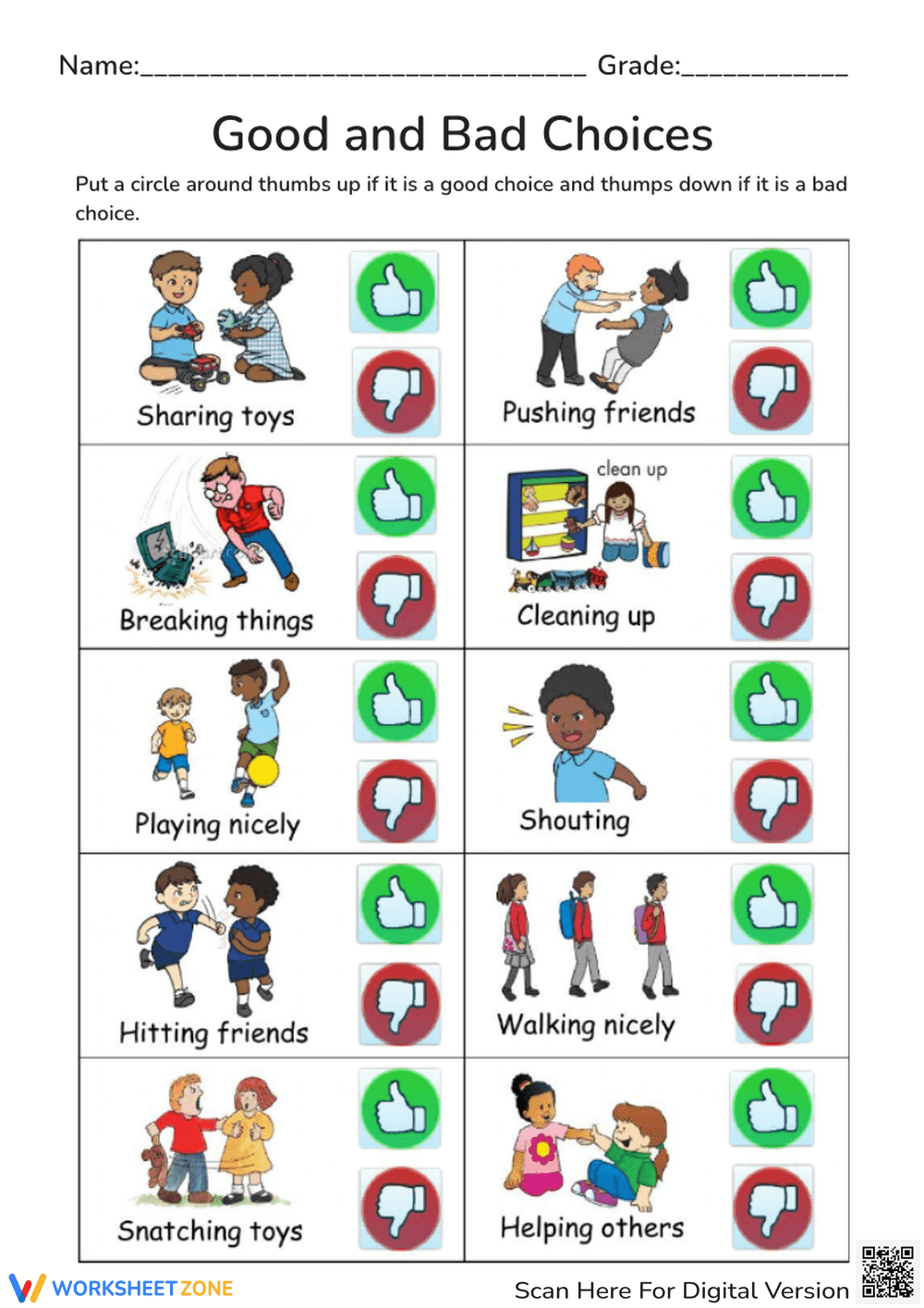social skills for kindergarten worksheets