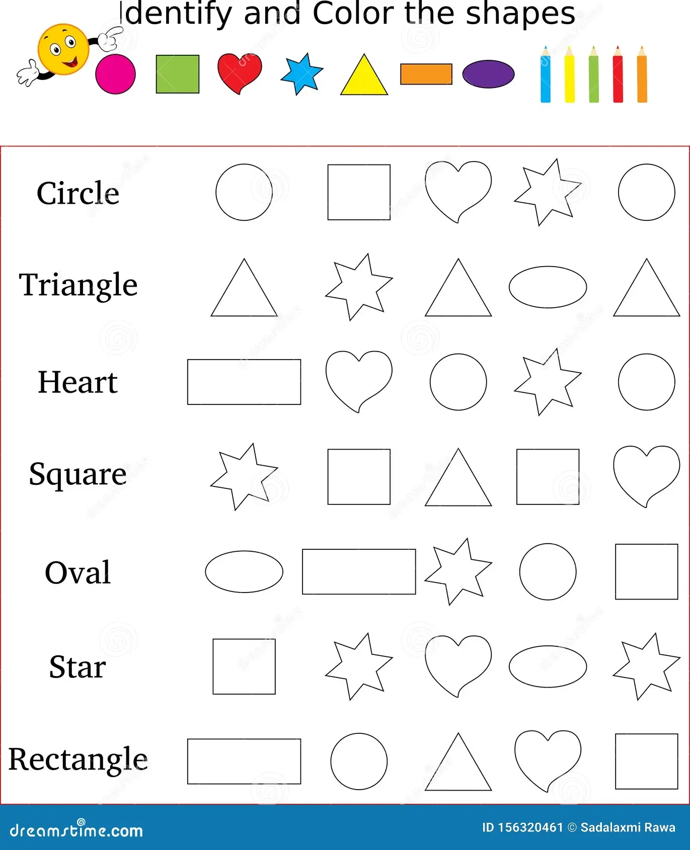 color the shapes worksheet preschool