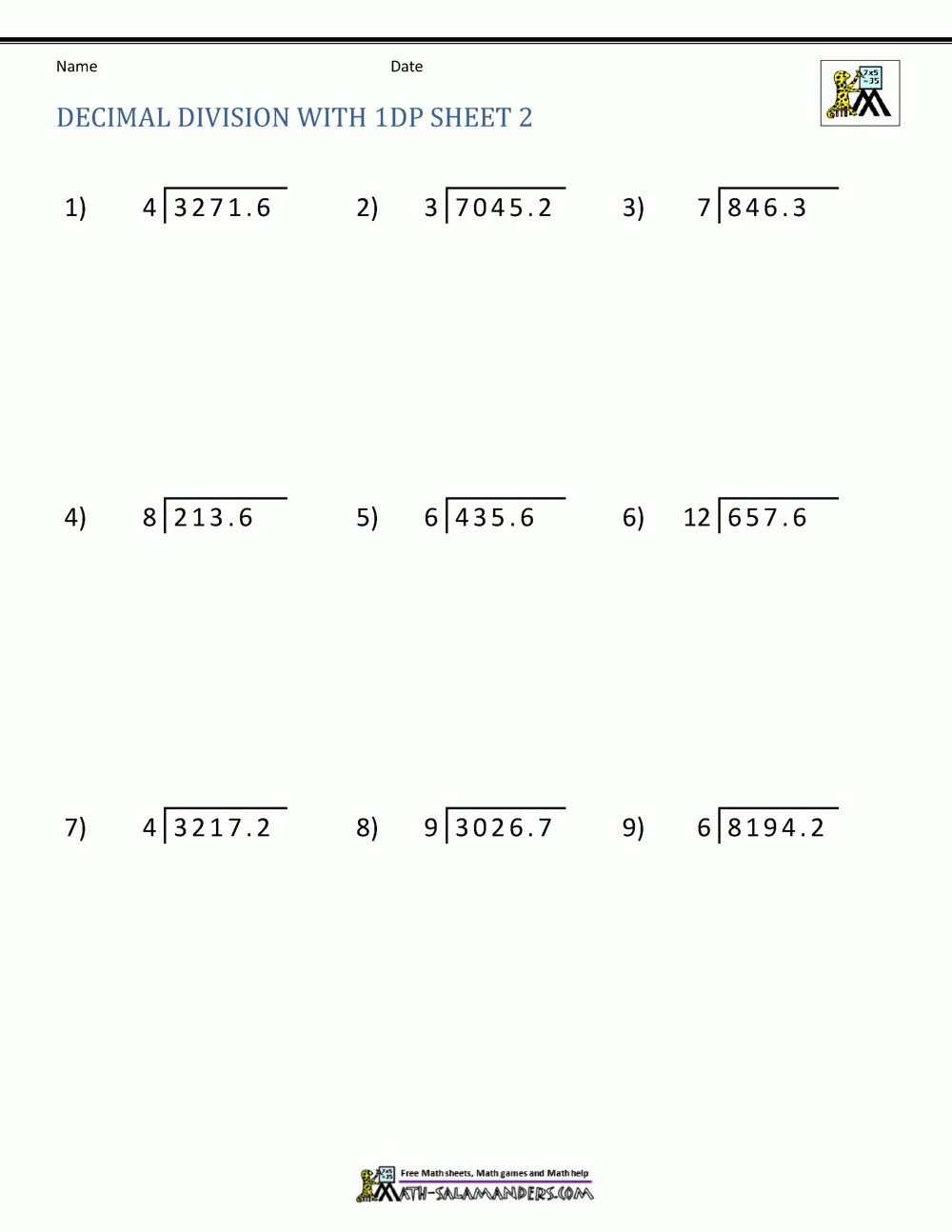 Long Division With Decimals Long Division With Decimals