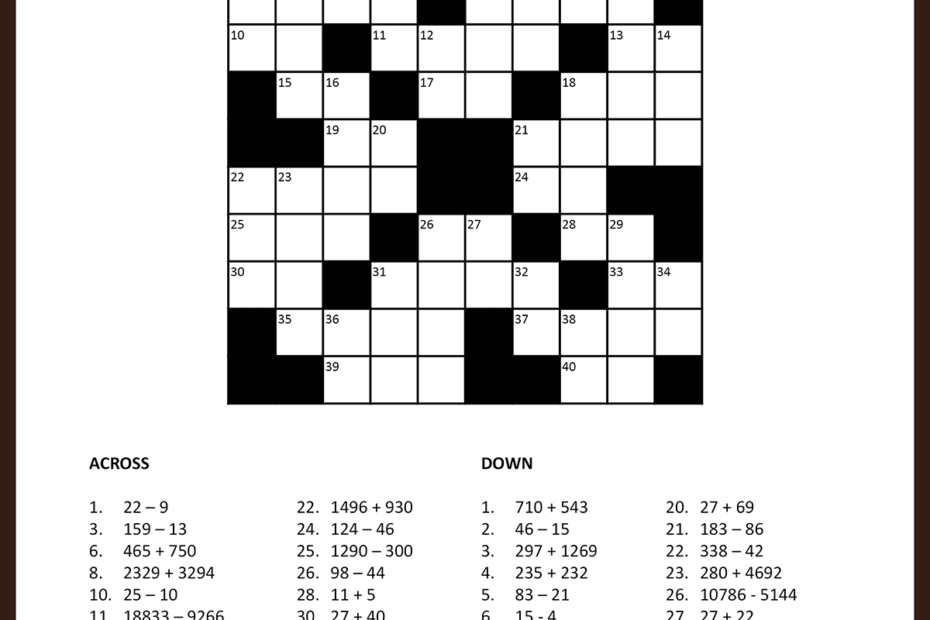 Math Crossword 1