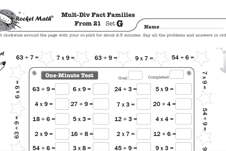 Mult Division Fact Families From 21 Learning Track Rocket Math