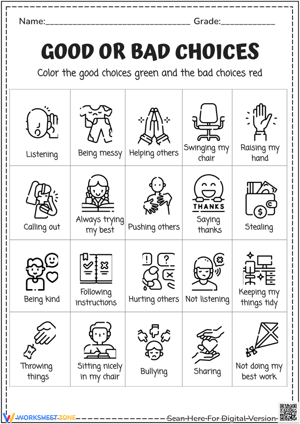 Social Skills Worksheets Printable For 1st Grade Worksheetzone