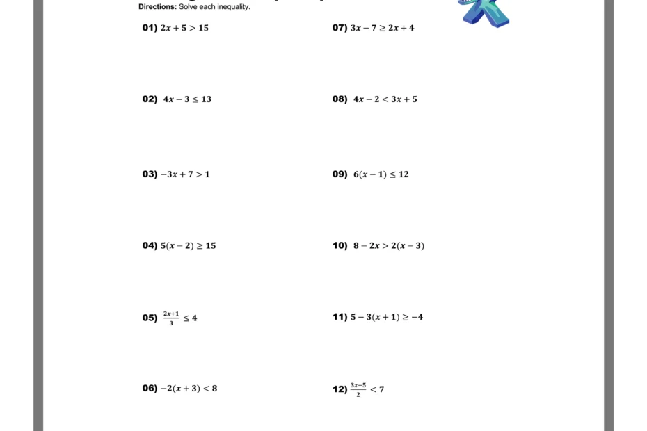 Solving Inequalities Worksheets Printable With Answers Mashup Math
